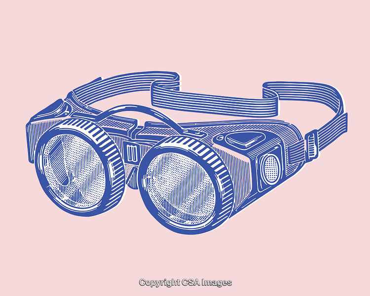 Vintage Line Art Illustration of Retro Goggles on Light Background