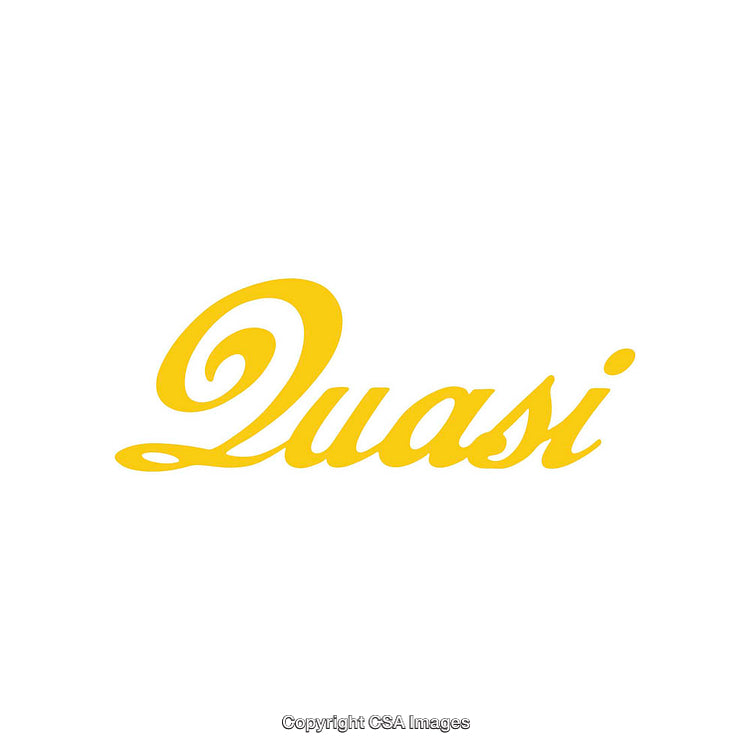 Yellow Script Quasi Logo Design on White Background