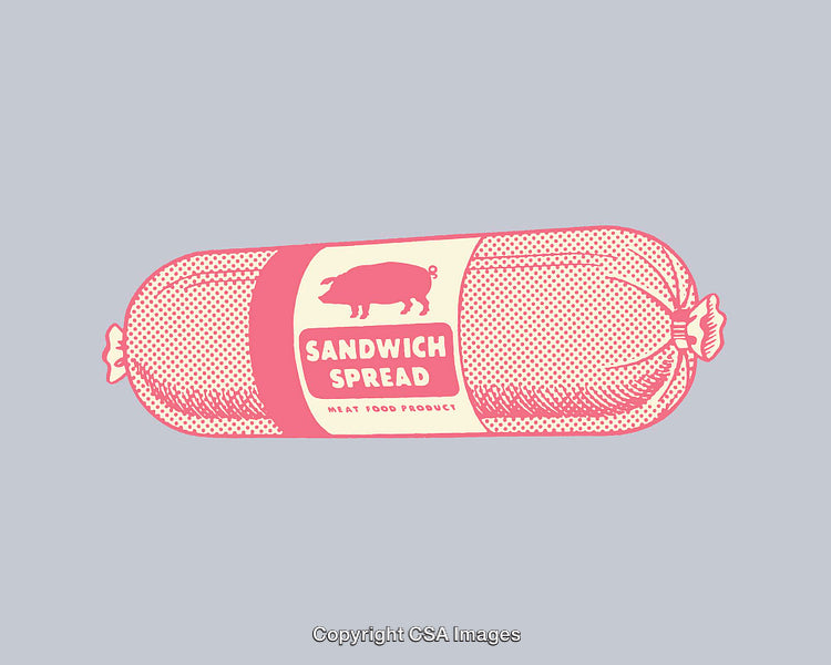 Retro Style Line Art Illustration of Sandwich Spread Package