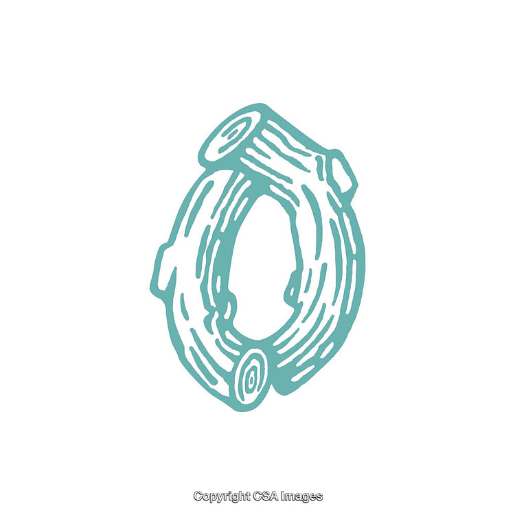 Artistic Depiction of the Letter O as Wooden Log Design