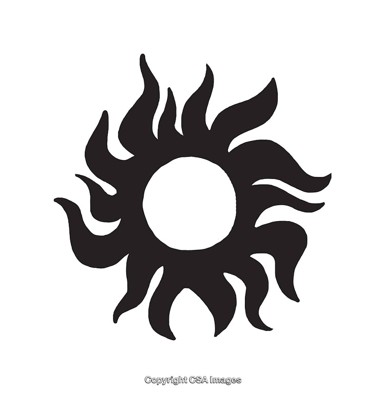Abstract Sun Icon With Artistic Black and White Illustration Design