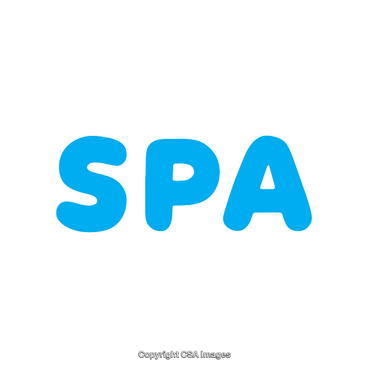 Blue Typography SPA Word on White Background for Relaxation Theme