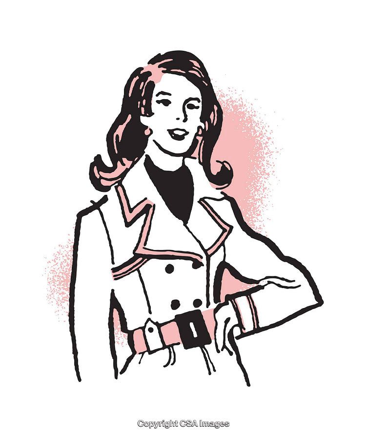 Vintage Illustration of Elegantly Dressed Woman in Retro Style