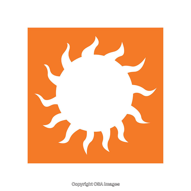 Bright Sun Symbol Design in an Orange and White Color Scheme