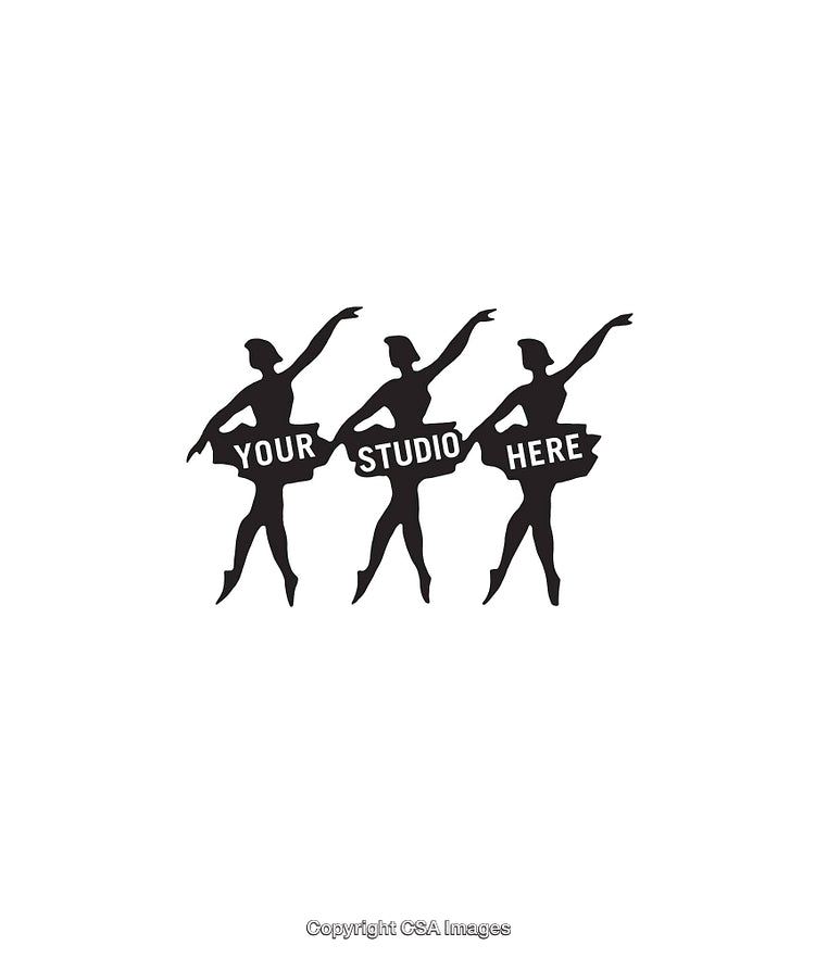 Black and White Illustration of Ballet Dancers with Customizable Text