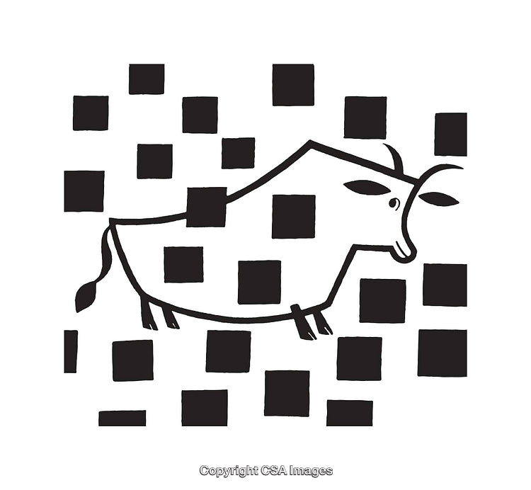 Abstract Line Art of a Bull with Geometric Patterns
