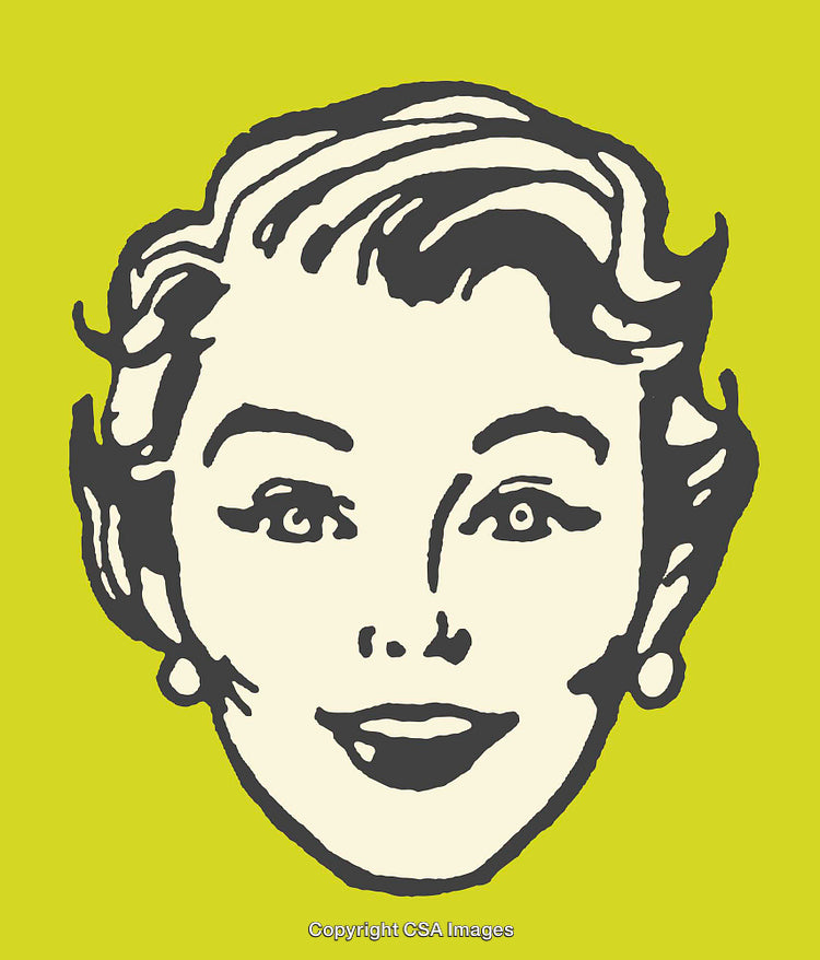 Retro Style Female Portrait Against a Vibrant Yellow Background