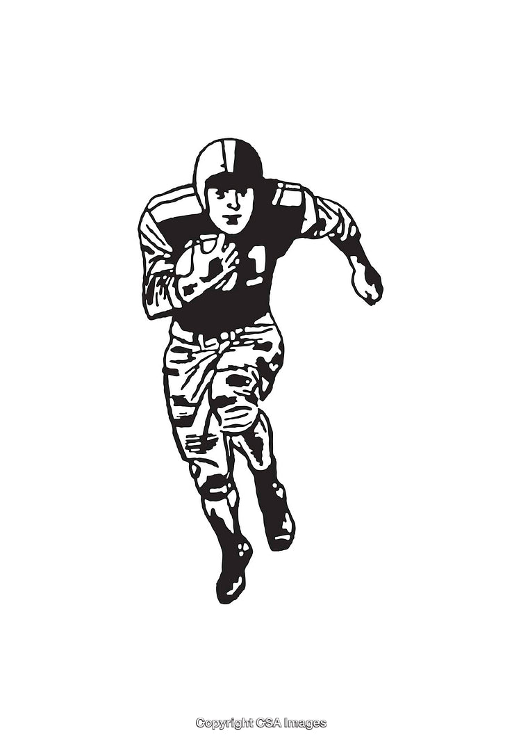Vintage Illustration of a Football Player Running with Determination