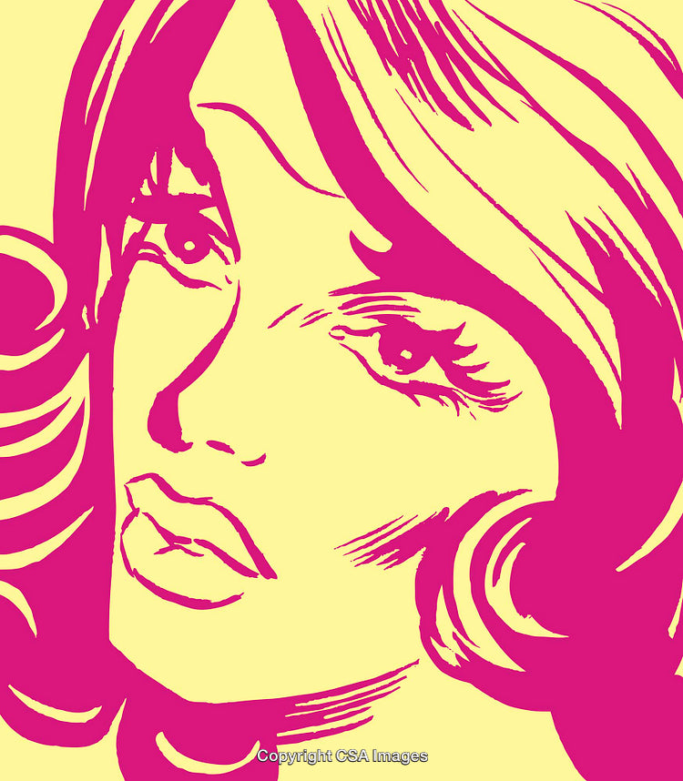 Pop Art Illustration of a Woman's Face in Stylish Retro Design