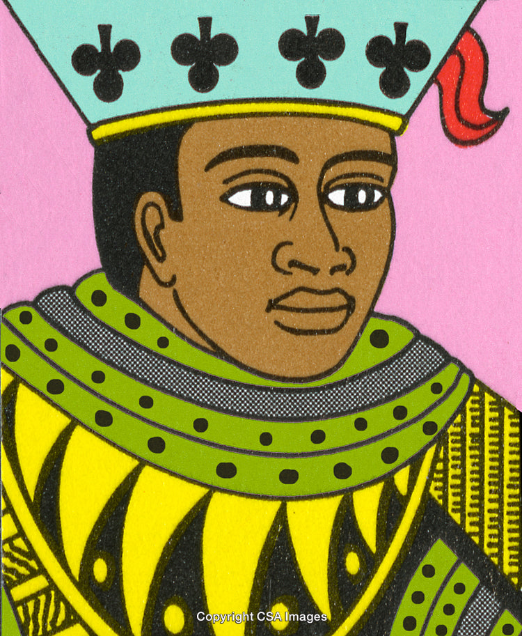 Colorful Illustration of a King of Clubs Playing Card Art Design