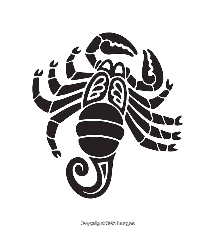 Black and White Line Art Illustration of a Scorpion