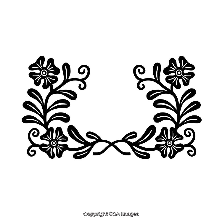 Elegant Black and White Floral Border Design for Decorative Use