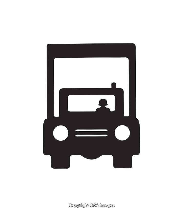 Silhouette Icon of a Vehicle With Driver On White Background
