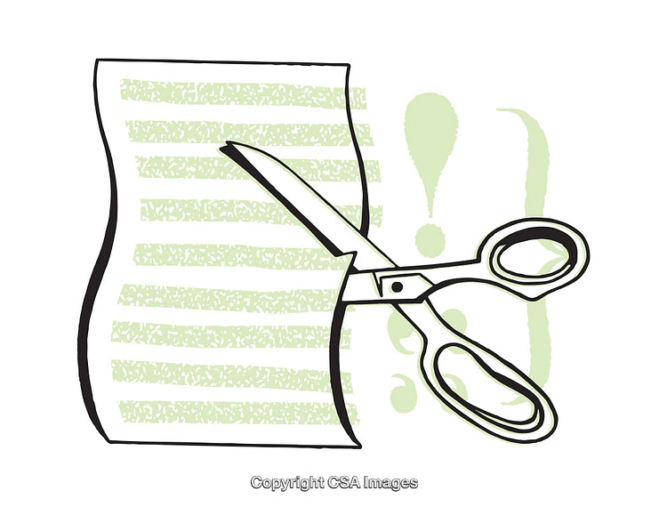 Stylized Illustration of Scissors Cutting Paper with Decorative Background