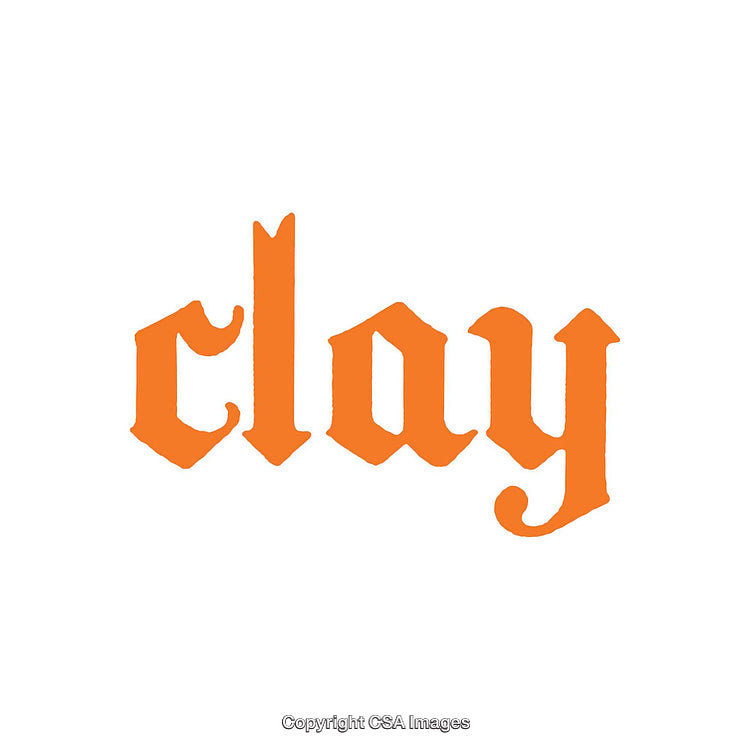 Artistic Rendered Typeface Showing 'Clay' in Vibrant Orange