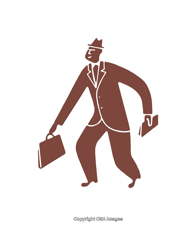 Retro Style Illustration of a Businessman in a Suit Holding Briefcase