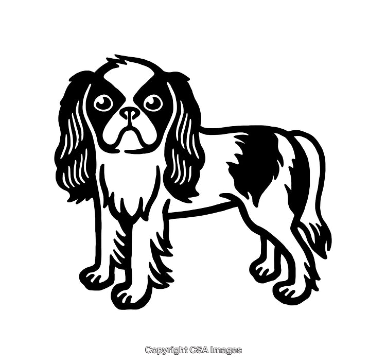 Black and White Line Art of a Dog with Long Fluffy Ears