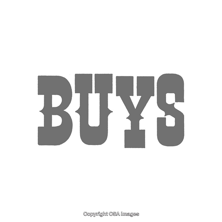 Gray Typography Featuring the Word 'Buys' in Bold Font on White