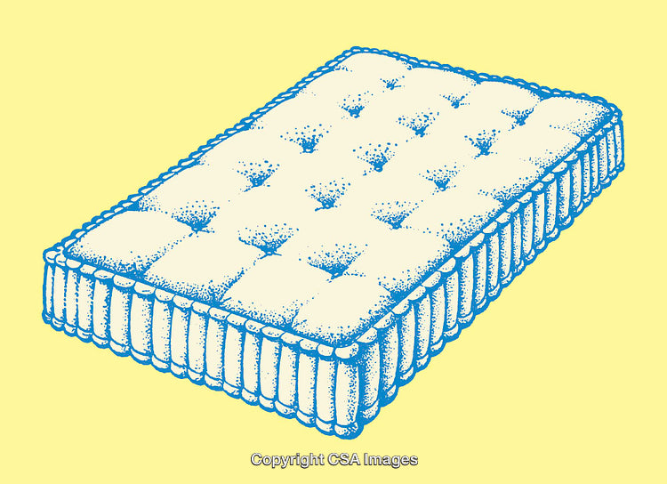 Artistic Illustration of a Comfortable Mattress on a Yellow Background