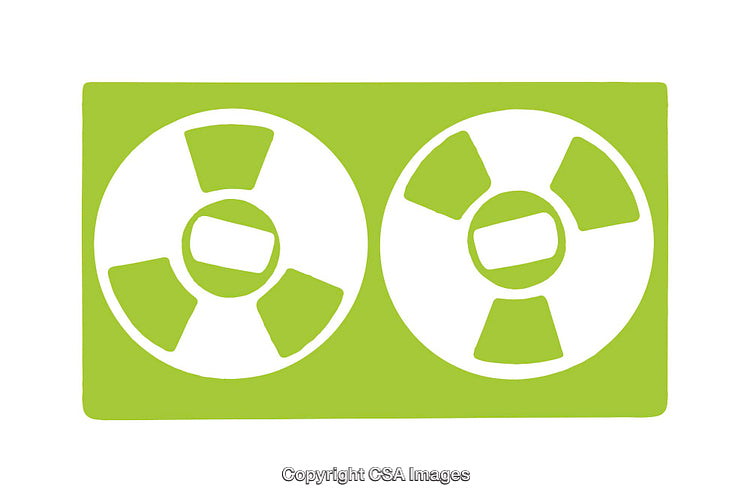 Retro Audio Reel Icon with a Minimalistic Design Concept on Green Background