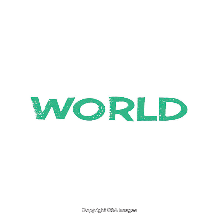 Stylized Green Word 'World' on Clean White Background