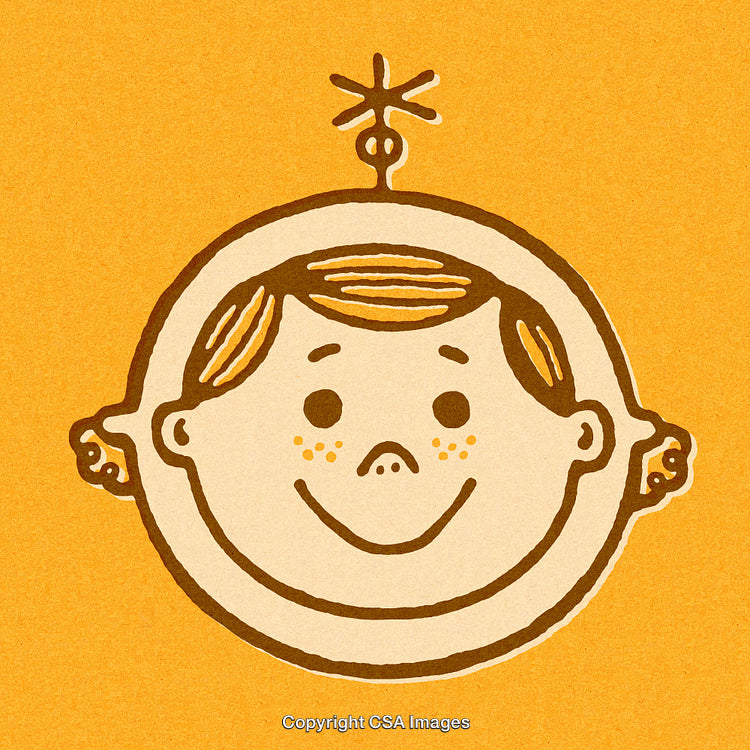 Retro Illustration of a Smiling Child With a Vintage Style