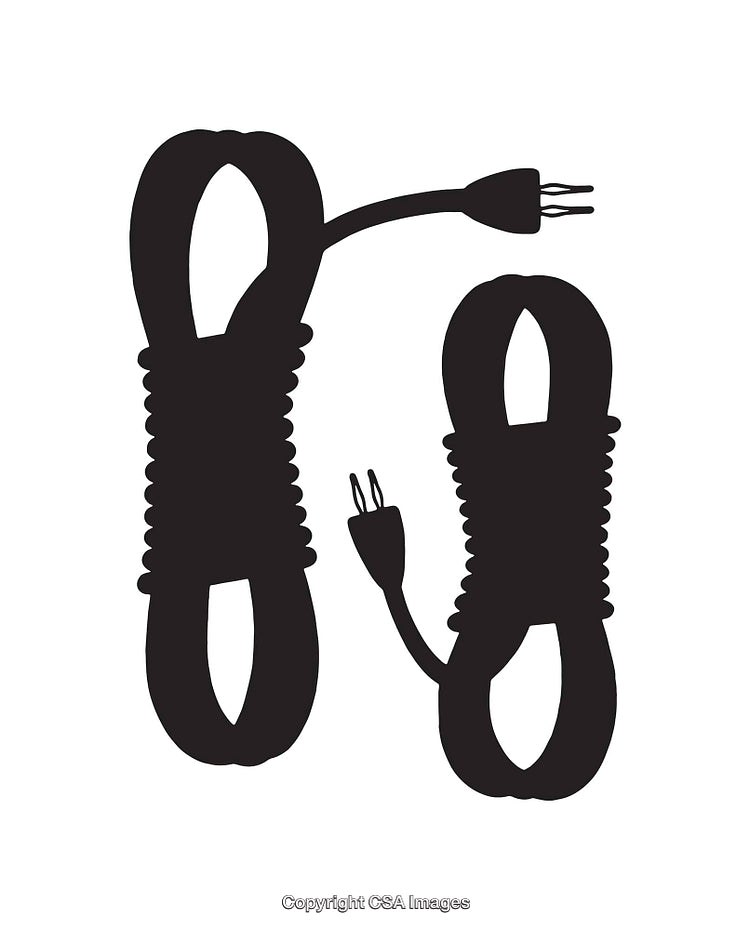 Black and White Silhouette Illustration of Coiled Power Cables