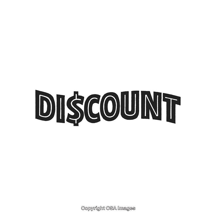 Stylish Discount Text Art with Dollar Symbol on White Background