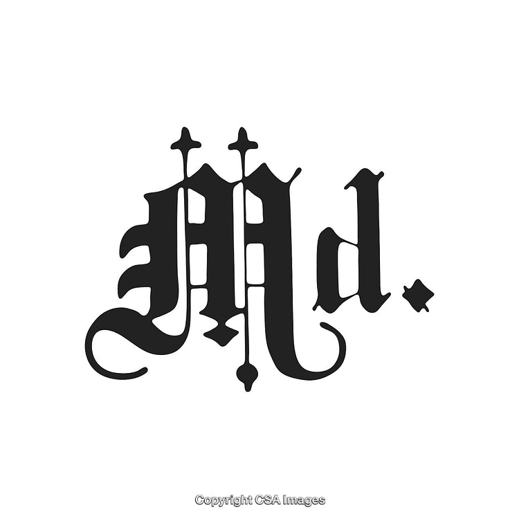 Gothic Style Monogram Md Text With Ornate Calligraphic Design