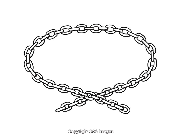 Simple Black and White Chain Illustration in Circular Arrangement
