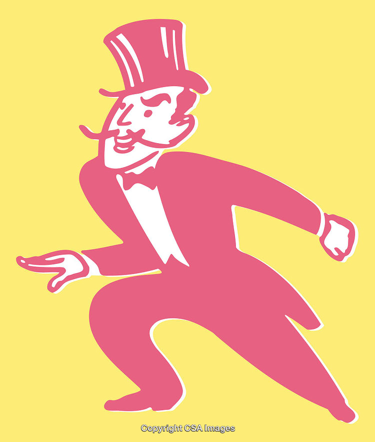 Bold Line Art Illustration Featuring a Man in a Top Hat and Tuxedo