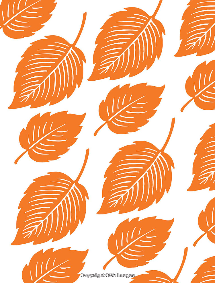 Orange Leaf Pattern on a White Background in Decorative Illustration