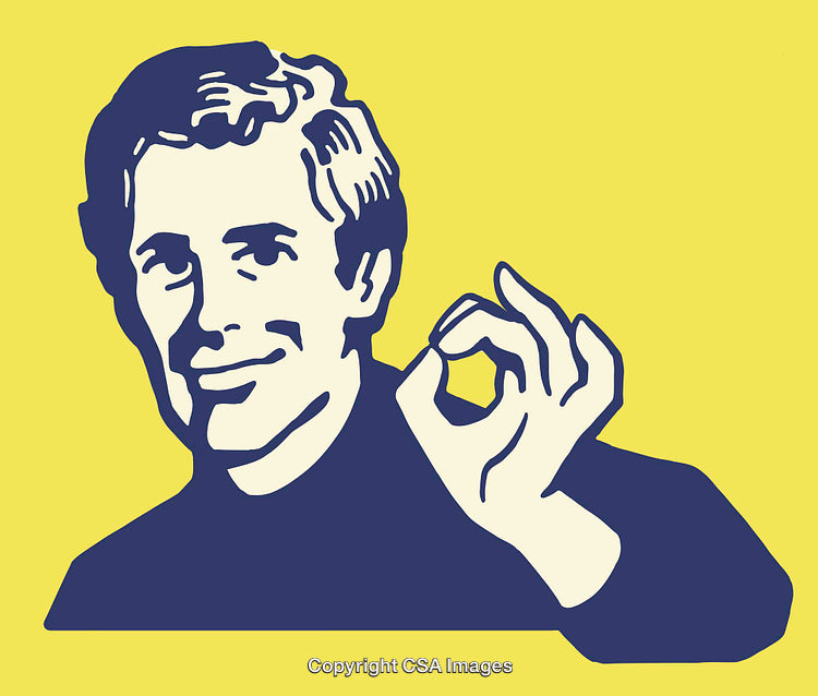 Vector Line Art of a Smiling Man Giving an 'Okay' Gesture