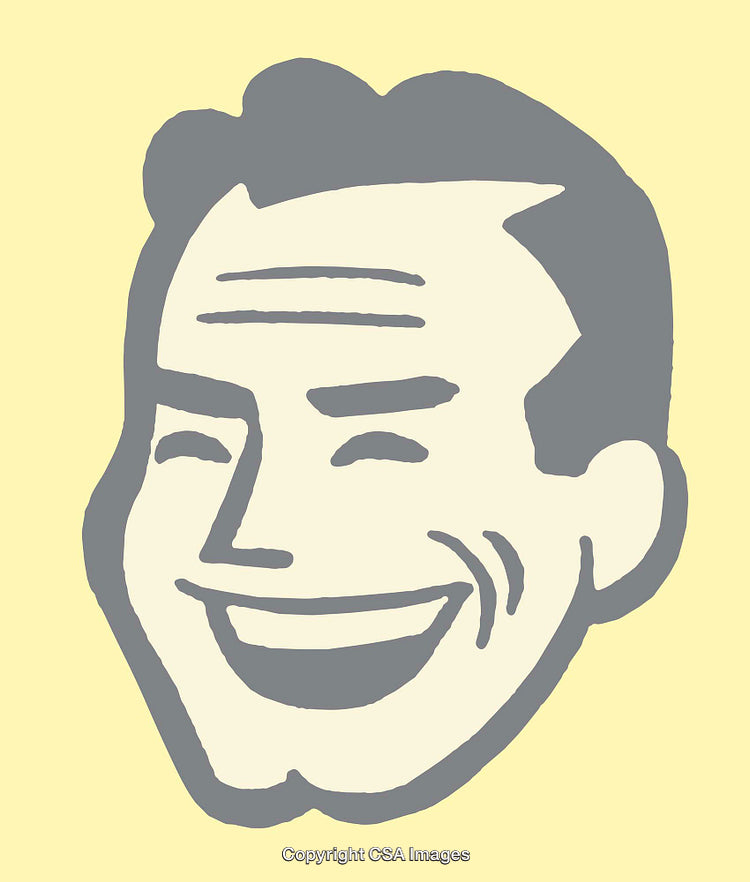 Retro Style Illustration of a Smiling Man on Yellow Background