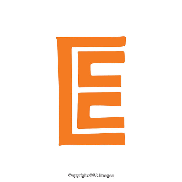 Stylized Orange Letter E on a White Background