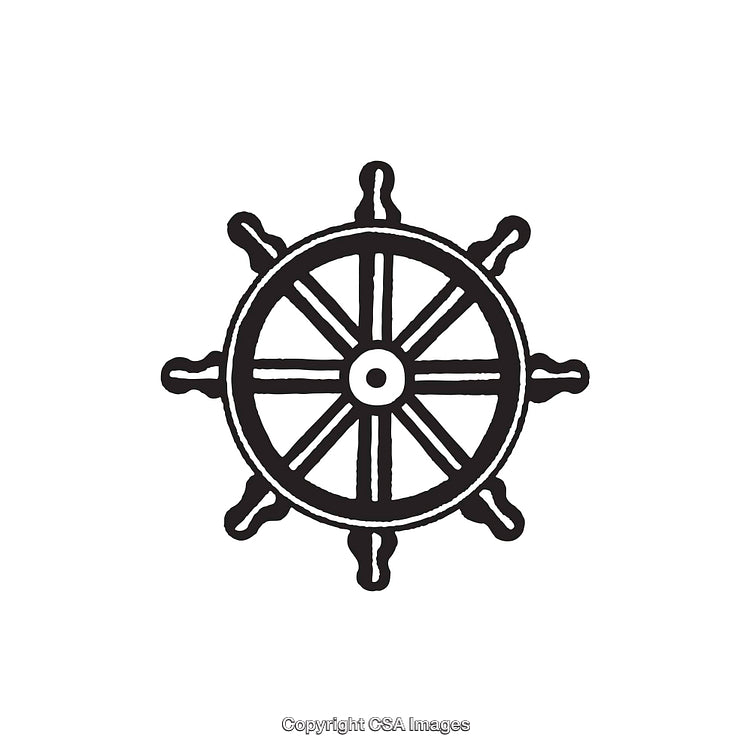 Black And White Nautical Ship Wheel Illustration