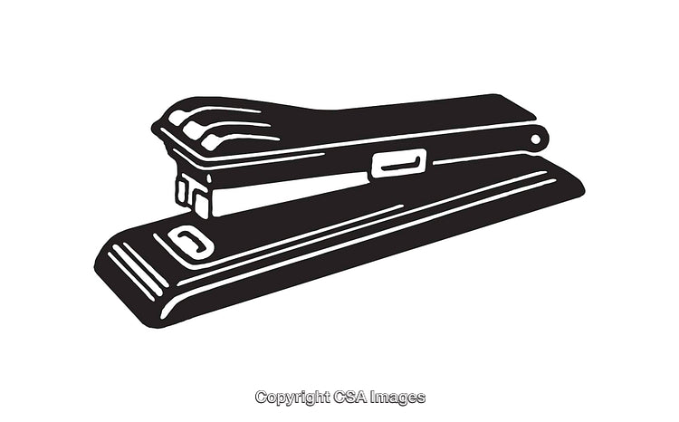 Classic Black and White Stapler Illustration in Line Art Style