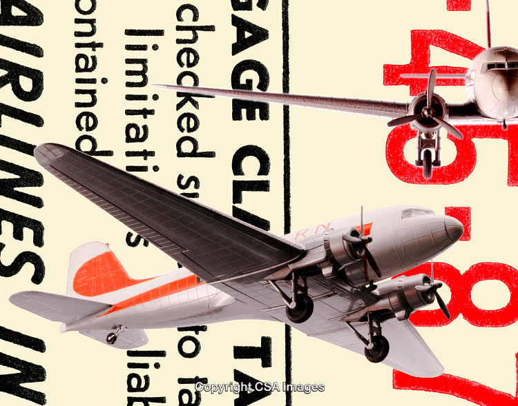 Retro Styled Collage Featuring Toy Airplanes and Text Elements