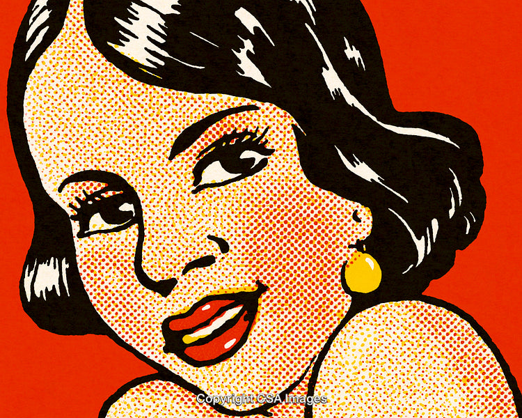 Retro Comic Style Illustration of Woman with Bright Background