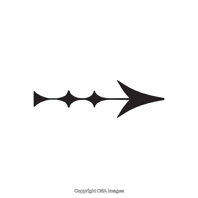 Stylized Black Arrow with Unique Geometric Shapes on White Background