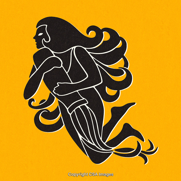 Artistic Representation of Aquarius Zodiac Sign on Vibrant Yellow Background