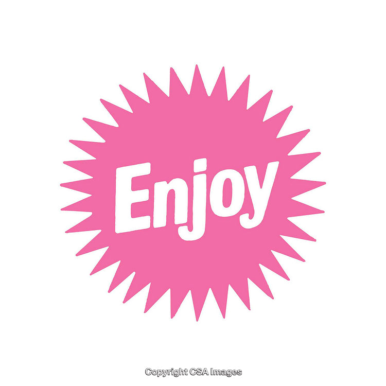 Pink Starburst Design with Bold 'Enjoy' Text Message