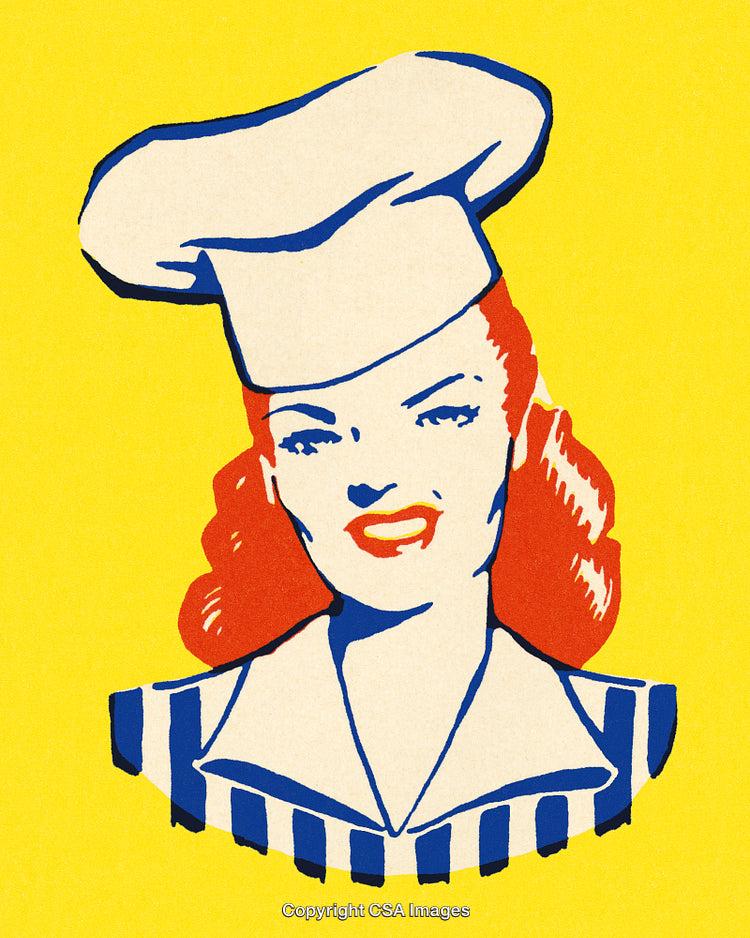 Retro Illustration of a Smiling Chef in Bold and Bright Colors