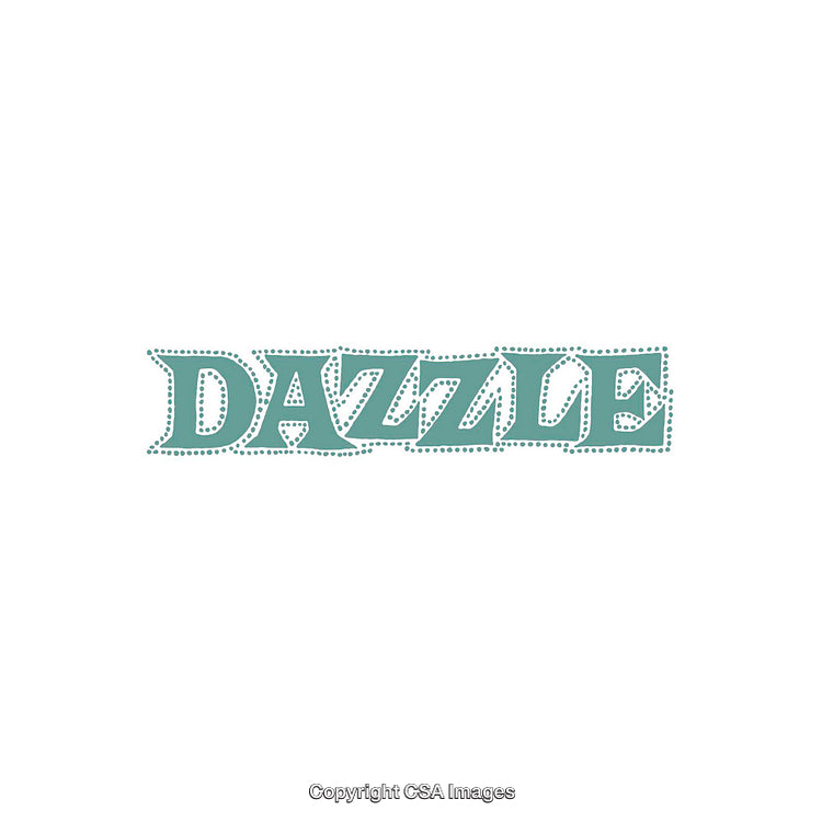 Stylized Text Dazzle With Dotted Outline in Green Hue on White Background