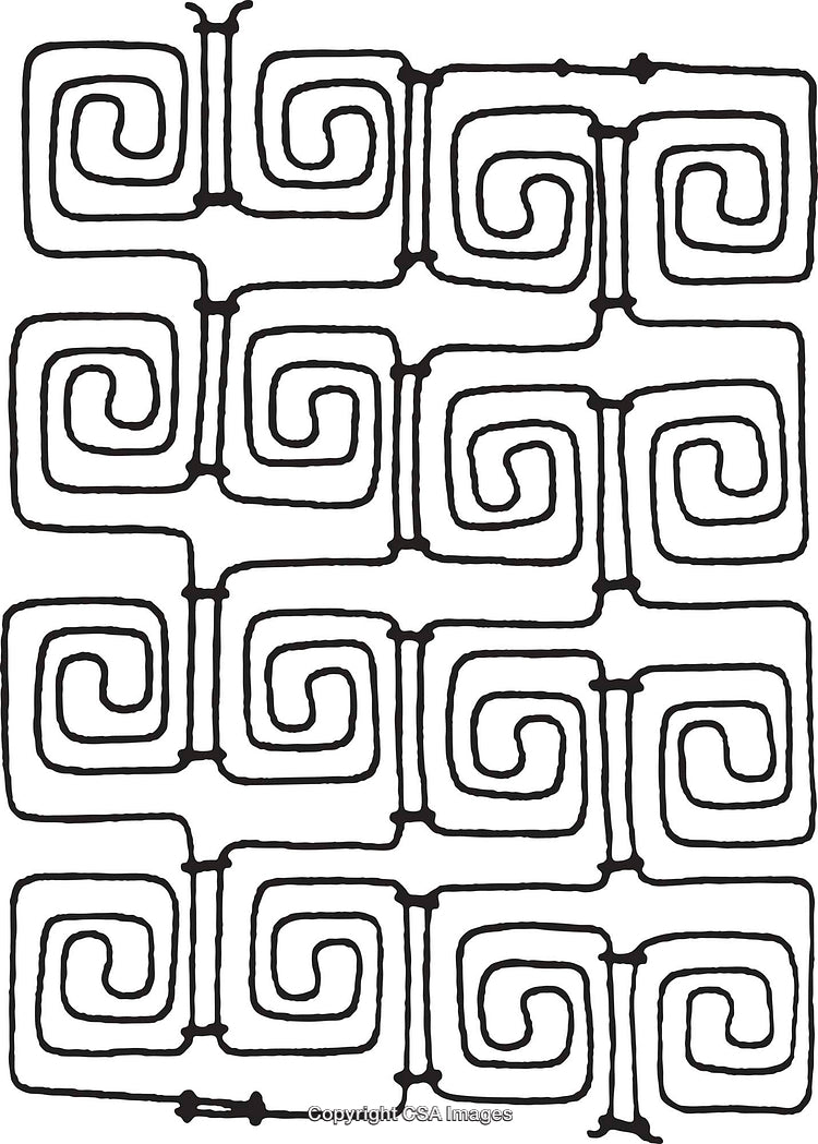Abstract Black and White Geometric Pattern with Symmetrical Spiral Shapes