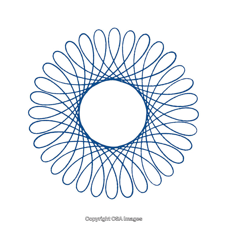 Abstract Blue Circular Geometric Shape on White Background