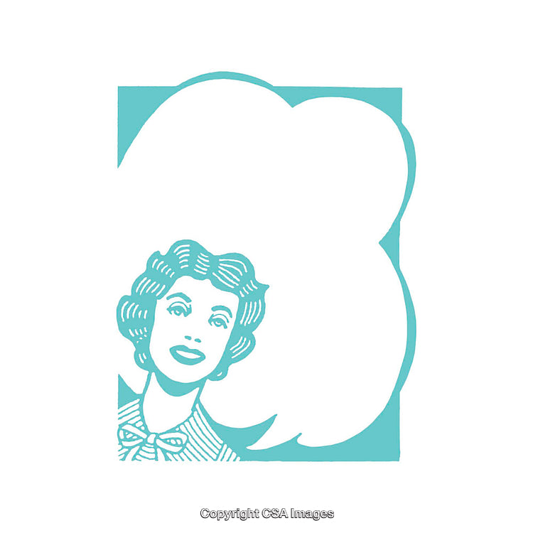 Retro Illustration of Woman With Speech Bubble for Social Media or Art