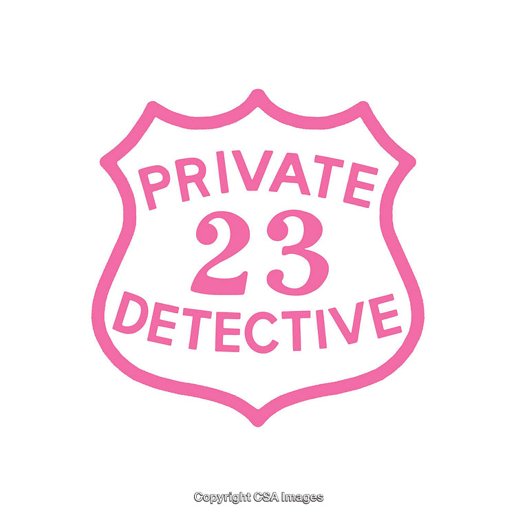 Pink Private Detective Badge Emblem Displaying the Number 23