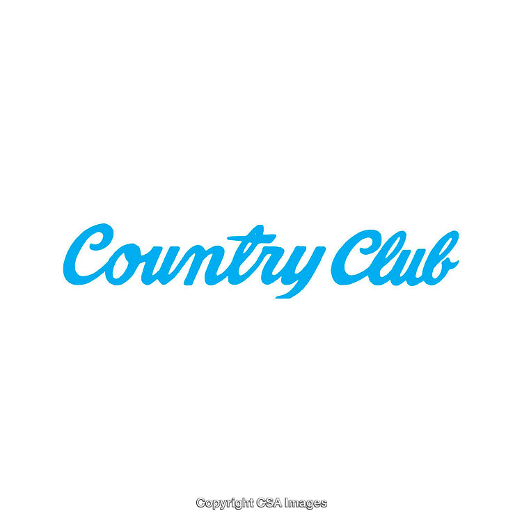 Elegant Minimalistic 'Country Club' Blue Text on White Background