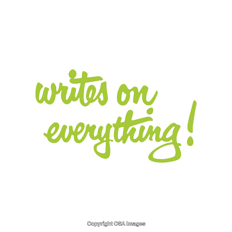 Handwritten Green Lettering Stating Writes on Everything Isolated on White